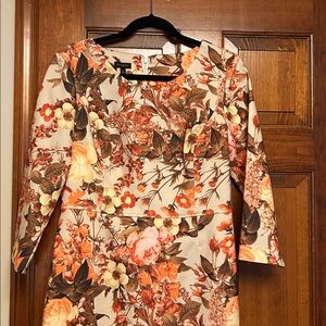 Talbots Cream and Red Floral Dress